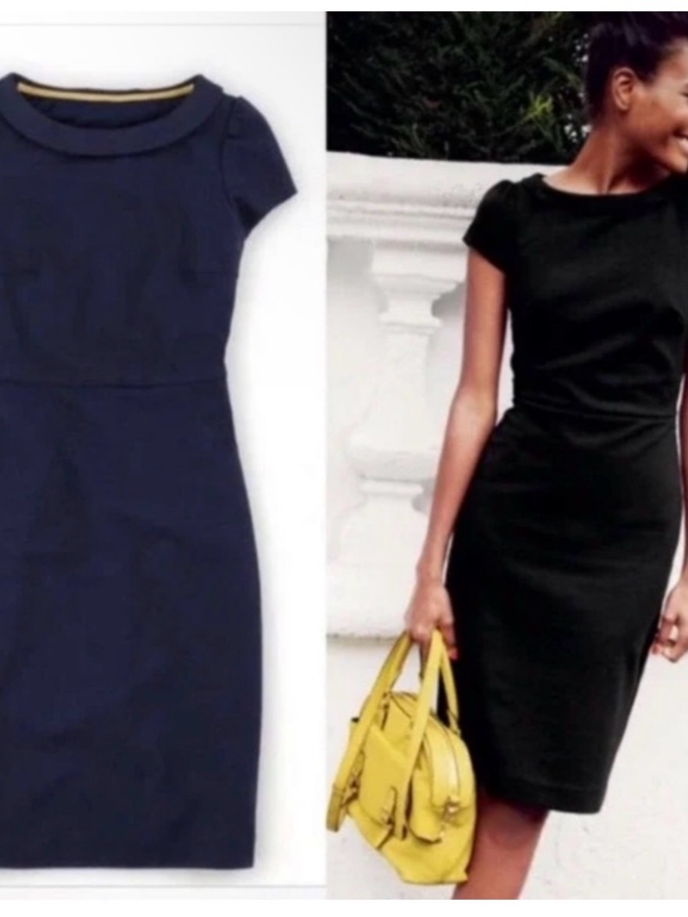 Boden Cap-Sleeve Pencil Dress in Black